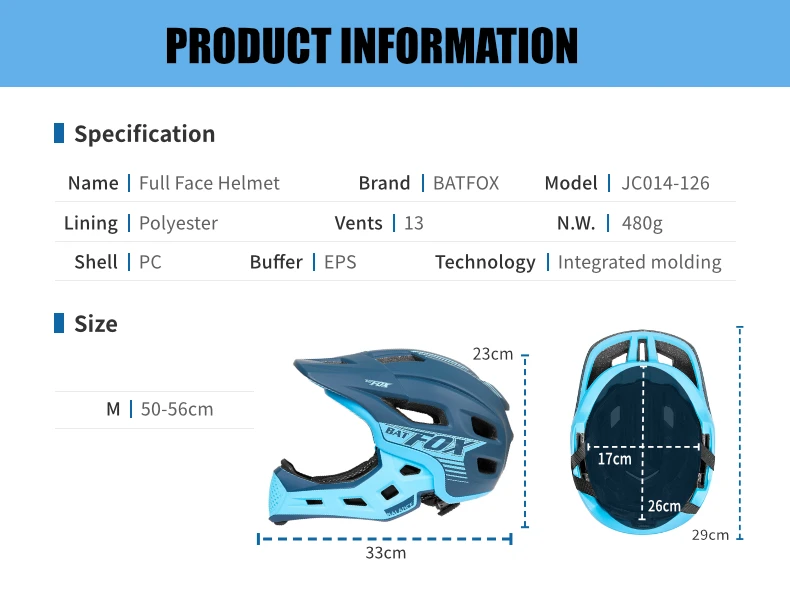 BATFOX Kinder Vollgesichts-Fahrradhelm Abnehmbarer Kinnriemen Stoßabsorbierende Schale Sicherheitszertifizierter Rad- und Rollerhelm für Kinder – Detail 2
