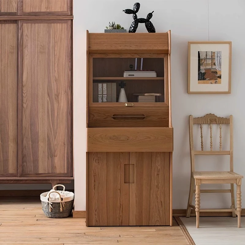 Locker Storage Cabinet Solid Wood Bedroom Guest Dining Room Drawer Door Cabinet Retro Creative