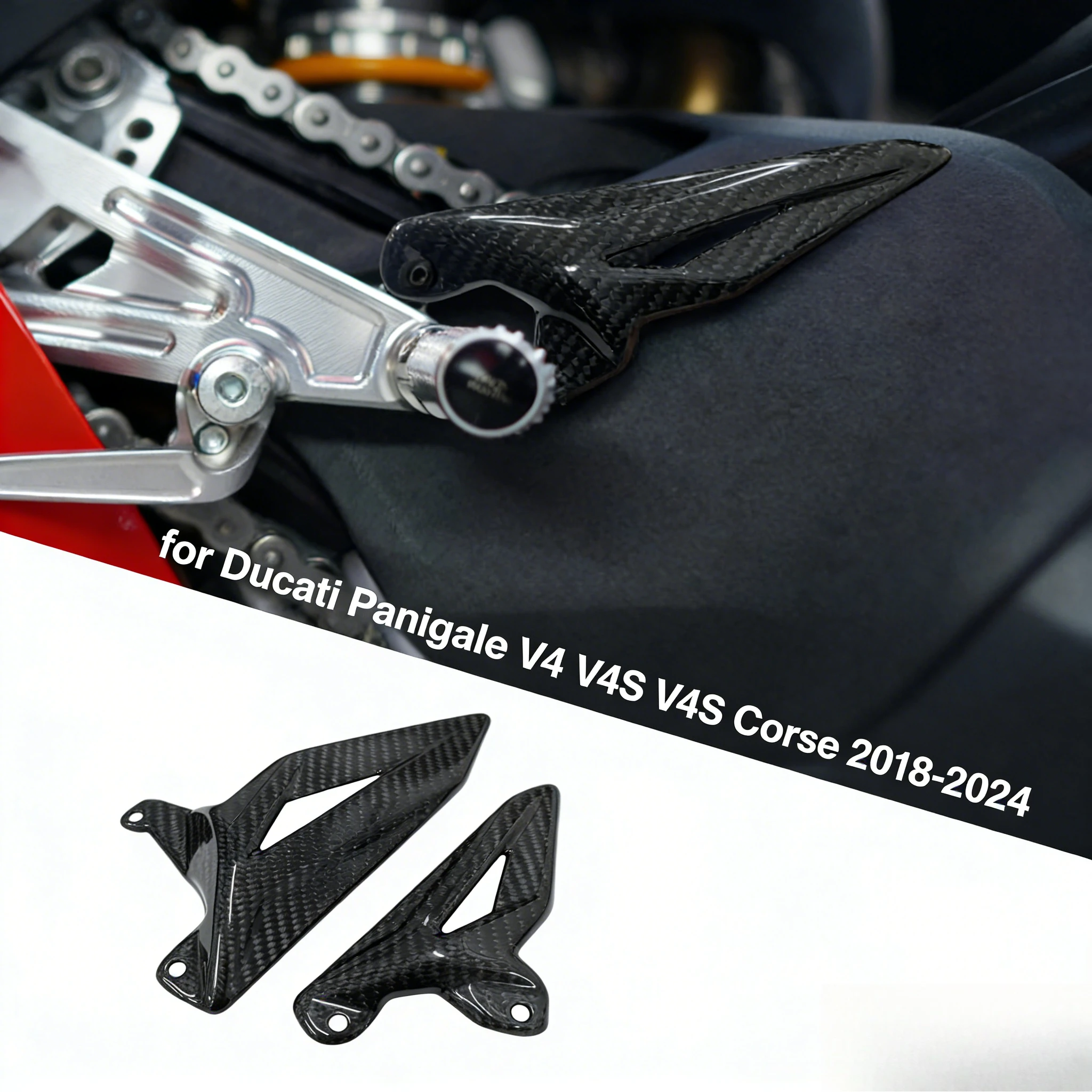 

100% Real Carbon Fiber Foot Pedal Heel Guard Protector for Ducati Panigale V4 V4S V4S Corse 2018-2024 & Panigale V4 R 2019-2020
