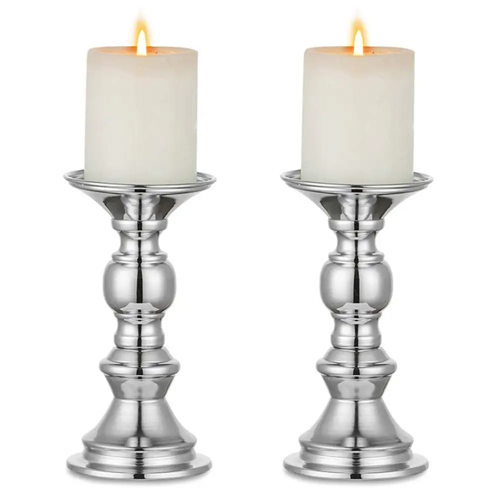 2 Pcs Pillar Candle Holders, Wedding Centerpieces Metal Candle Holder Candles Stand Decoration Ideal for Weddings Special Events