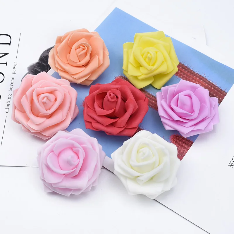 30/50 Stück Künstliche Blumen 7CM Schaumstoff Teddybär-Rosen DIY Valentinstag Geschenke Hochzeit Heim Raumdekoration Brautaccessoires – Detail 2
