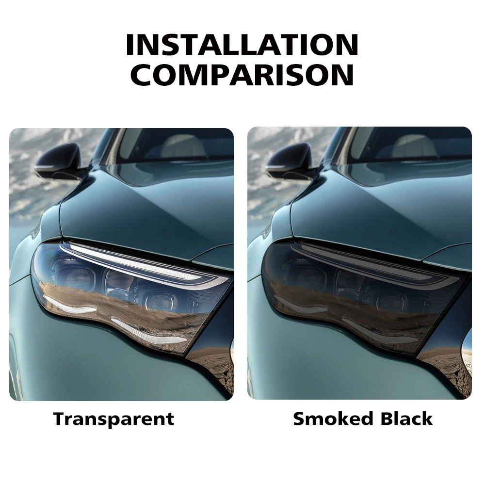 

Car Headlight Protective Film For Mercedes Benz E Class W214 W213 2016-2025 Smoke Black TPU PPF Pre Cut Anti-Scratch Vinyl Film