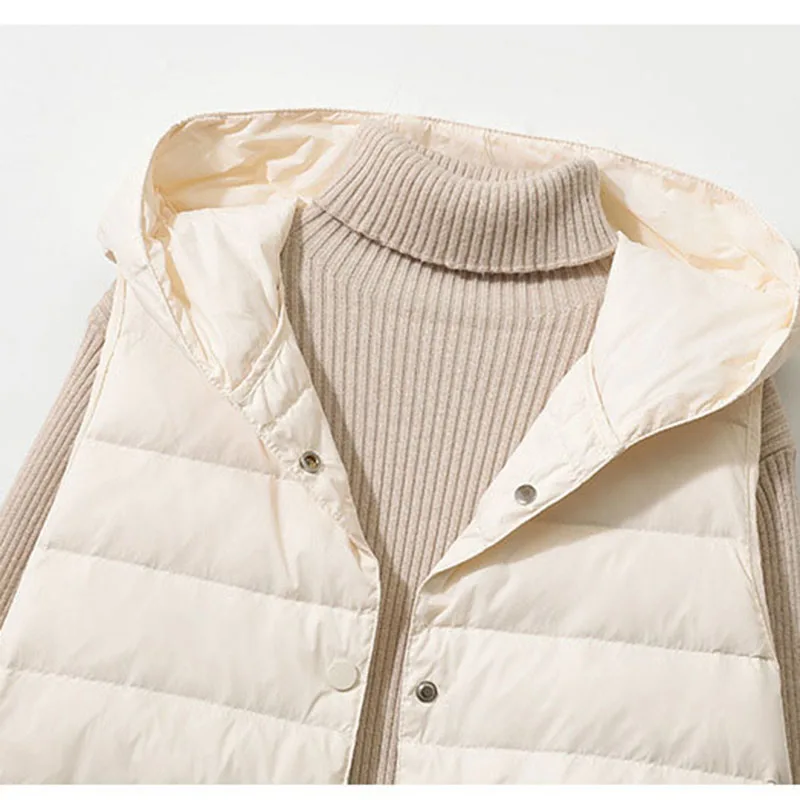 SEDUTMO Winter Pocket Duck Down Women Vest Jackets Slim Hooded Waistcoat Autumn Oversize Pocket Casual Parkas ED2125