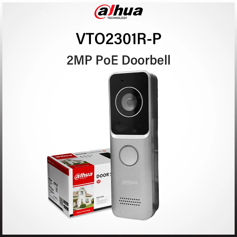 Dahua Original, Timbre con Video IP de 2MP, PoE, VTO2301R-P, Mini Intercomunicador de Video para Exteriores, ONVIF, Visión Nocturna HD, Aplicación, Audio Bidireccional, Totalmente Digital