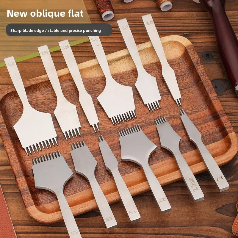 Leather Oblique Flat Chopping Ling Chopping Leather Art Carving Set DIY Leather Hand-sewn Threading Punching Tool
