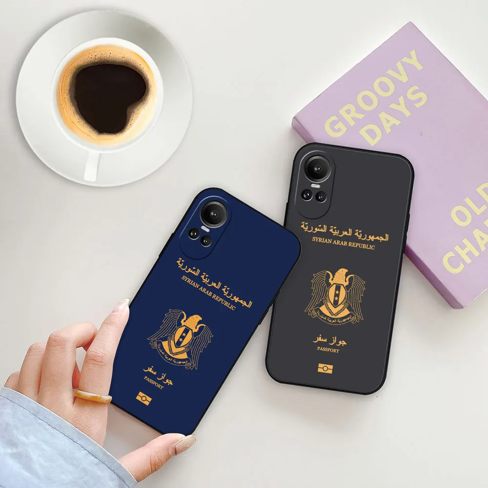 Syrian Revolution Flag Passport Phone Case For OPPO Reno 11 11F 10 10X 8 8T 8Z 7 7Z 6 6Z 5 4 Pro Plus Black Soft Silicone Cover