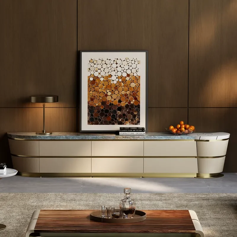 Conch TV Cabinet Villa Living Room Locker Light Luxury Minimalist Stone Floor Cabinet