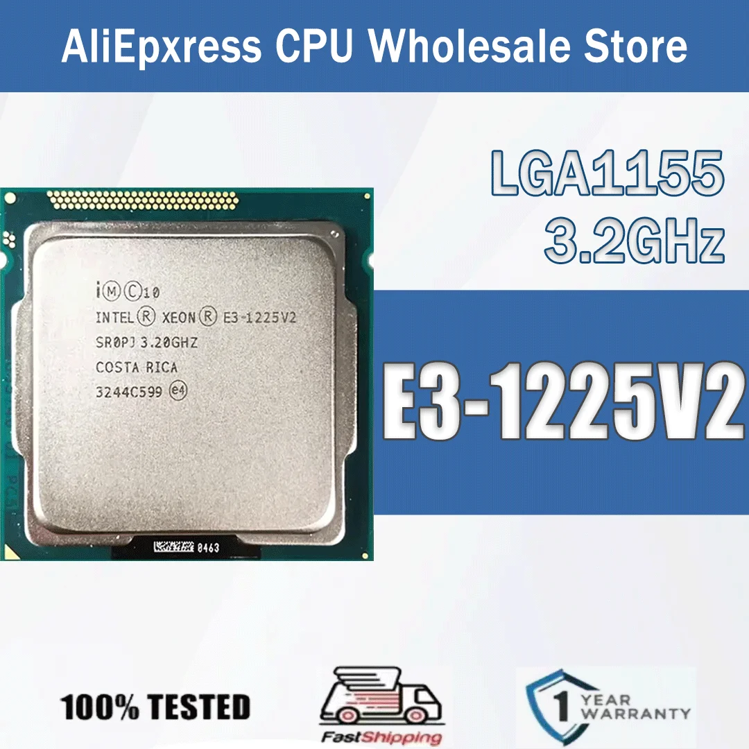 معالج Intel Xeon E3-1225V2 3.2 جيجا هرتز رباعي النواة رباعي الخيوط 8 متر 77 واط E3 1225 V2 معالج وحدة المعالجة المركزية للكمبيوتر E3 1225V2 حزمة LGA 1155 لـ B75