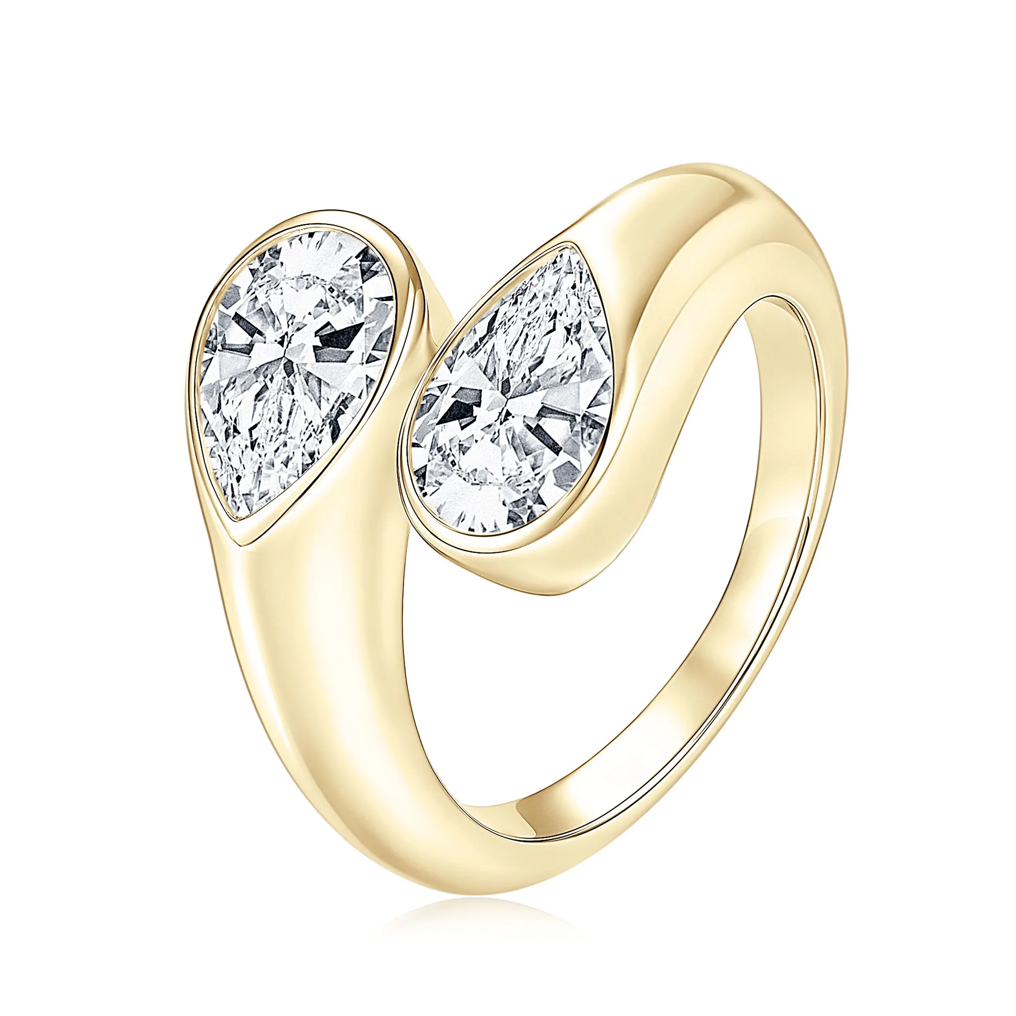 

Ehhai 1.5ct Pear Cut Moissanite Twist Shank Open Band Ring for Women 14K Gold Filled Wedding Anniversary Stacking Jewelry Gifts