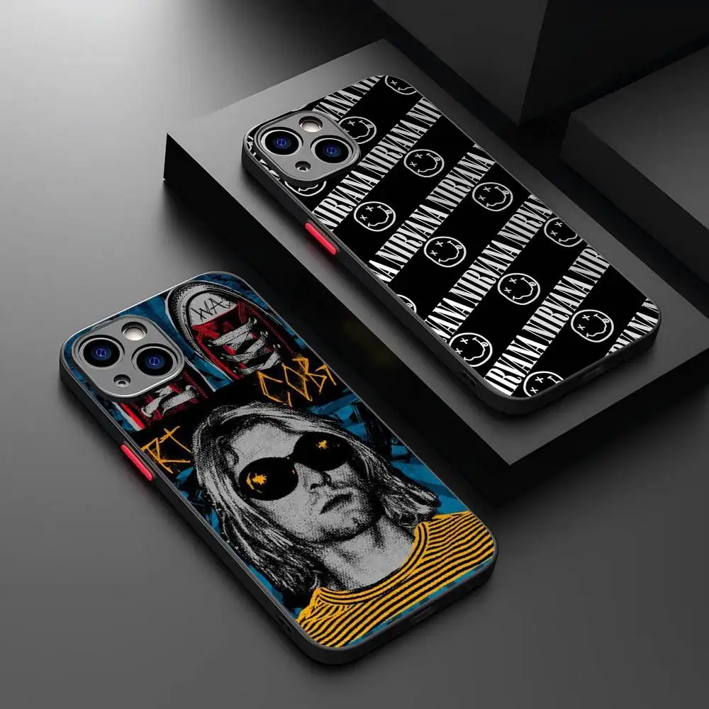 

N-NirvanaS band Phone Case for iPhone 16 15 14 11 12 13 Pro Max X XS Translucent Matte Cover