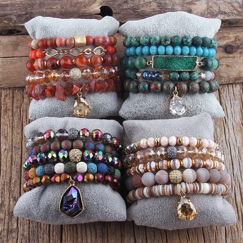 RH New Boho Beaded Bracelet 5pc Multicolor Stack Bracelet Bangle Sets For Fashion Women Jewelry Gift DropShip