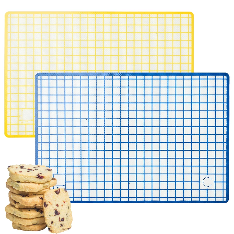 Silicone Baking Mat with Grid, Reusable Non Stick Heat Resistant Oven Liner Sheet Mat, Bakeware for Cookie, Macaron, Bread, Cake