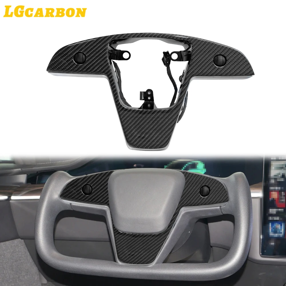 LGcarbon Replacement Steering Wheel Cover Real Carbon Fiber Car Inner Frame Decor Accessories for Tesla Model S 2021