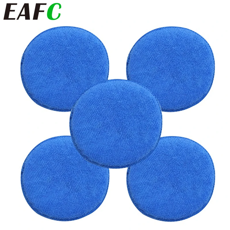 EAFC 1/2/5PCS 5\'\' inch Soft Microfiber Car Wax Applicator Pad Polishing Sponge for apply and remove wax Auto Care Car Cleaning