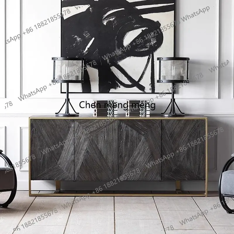 

Пристенный буфет из массива дерева в стиле легкой роскоши для дома, простое хранение из натурального вяза, для прихожей, шкаф для обуви