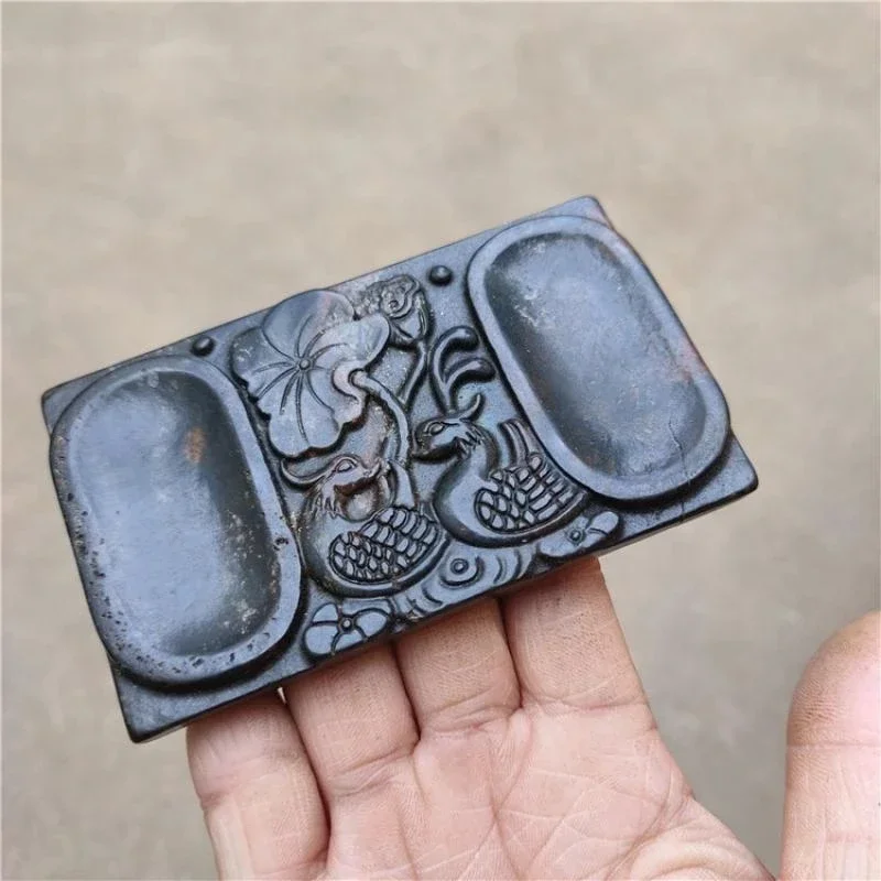 Tibet Hongshan Culture Natural Meteorite Mandarin Duck Inkstone Statuette Mascot Collection Decoration Home Gift Figurines