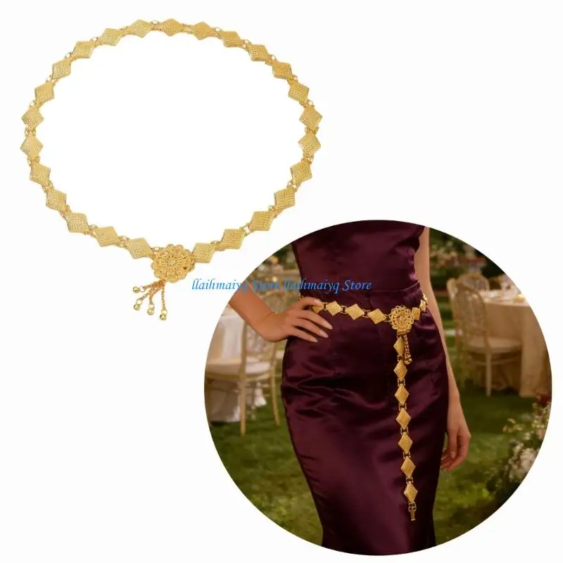 

573B Aesthetic Caucasian Chain for Women Waist Chain Belly Chain Ethnic Waist Chain for Ballroom Dancewear Party