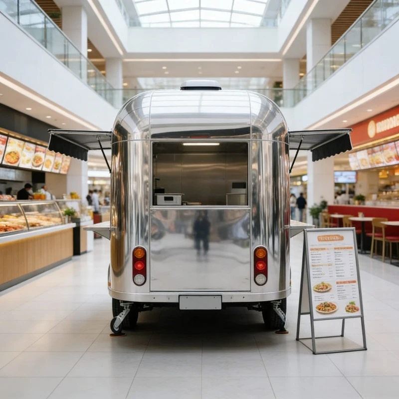 Stainless Steel Mobile Food Cart Commercial Fast Food Truck With Full Kitchen Equipment For Street Food Business view 2