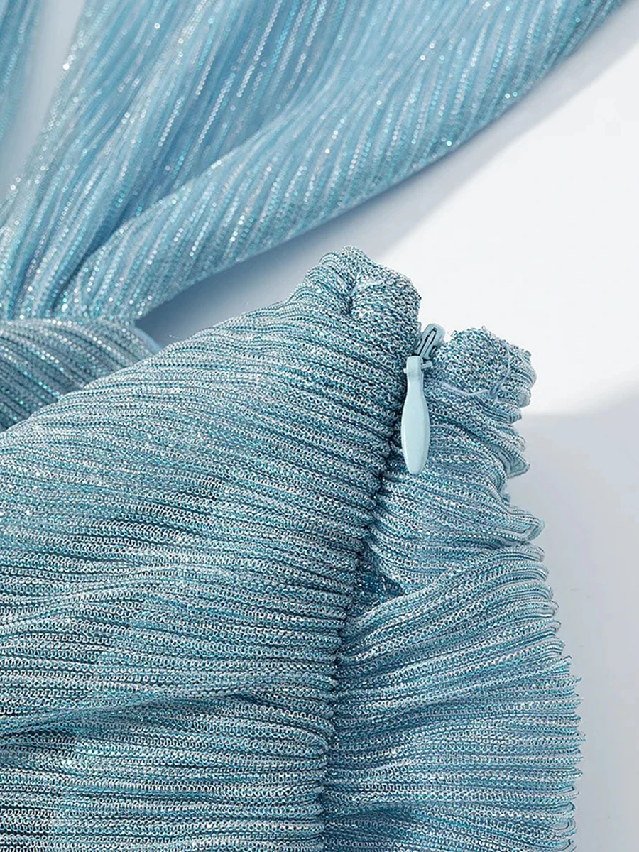 TWOTWINSTYLE مثير الصلبة الصيف فساتين حريمي الرقبة العميقة طويلة الأكمام الجوف خارج تصميم فاخر مساء فستان طويل أنثى جديد #6