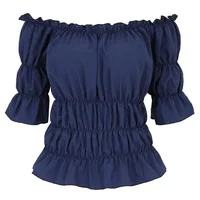 Renaissance Blouse Women Peasant Off Shoulder Short Sleeves Blouses Boho Shirt Medieval Vintage Steampunk Pirate Costume - Image 3