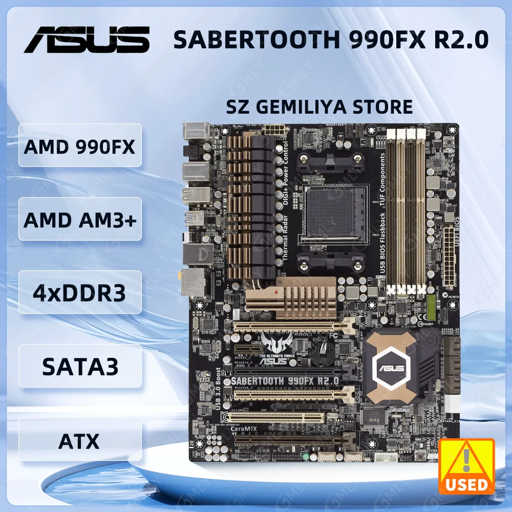 ASUS SABERTOOTH 990FX R2.0 Motherboard AM3+ AMD 990FX DDR3 32GB ATX support IIX2 240 FX-8150 FX-8300 FX-4170 FX-6330 FX-9370 CPU