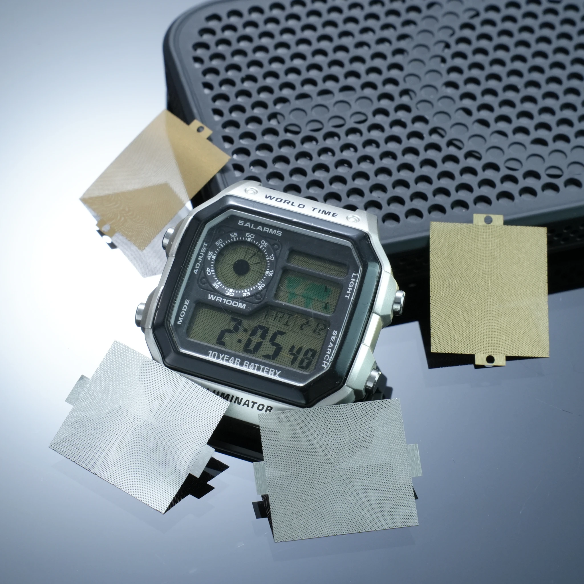 Ae1200 watch Stainless Steel metal For Casio small square reflective sheet AE1200WH AE1300 series DIY display screen accessories