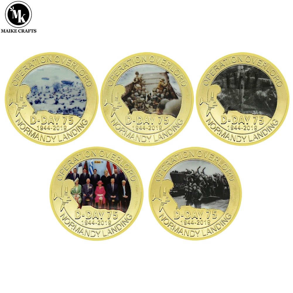 

5pc/set Normandy Campaign Battle Commemorative Coin Operation Overlord Metal Craft Challenge Coin Collectible Gift