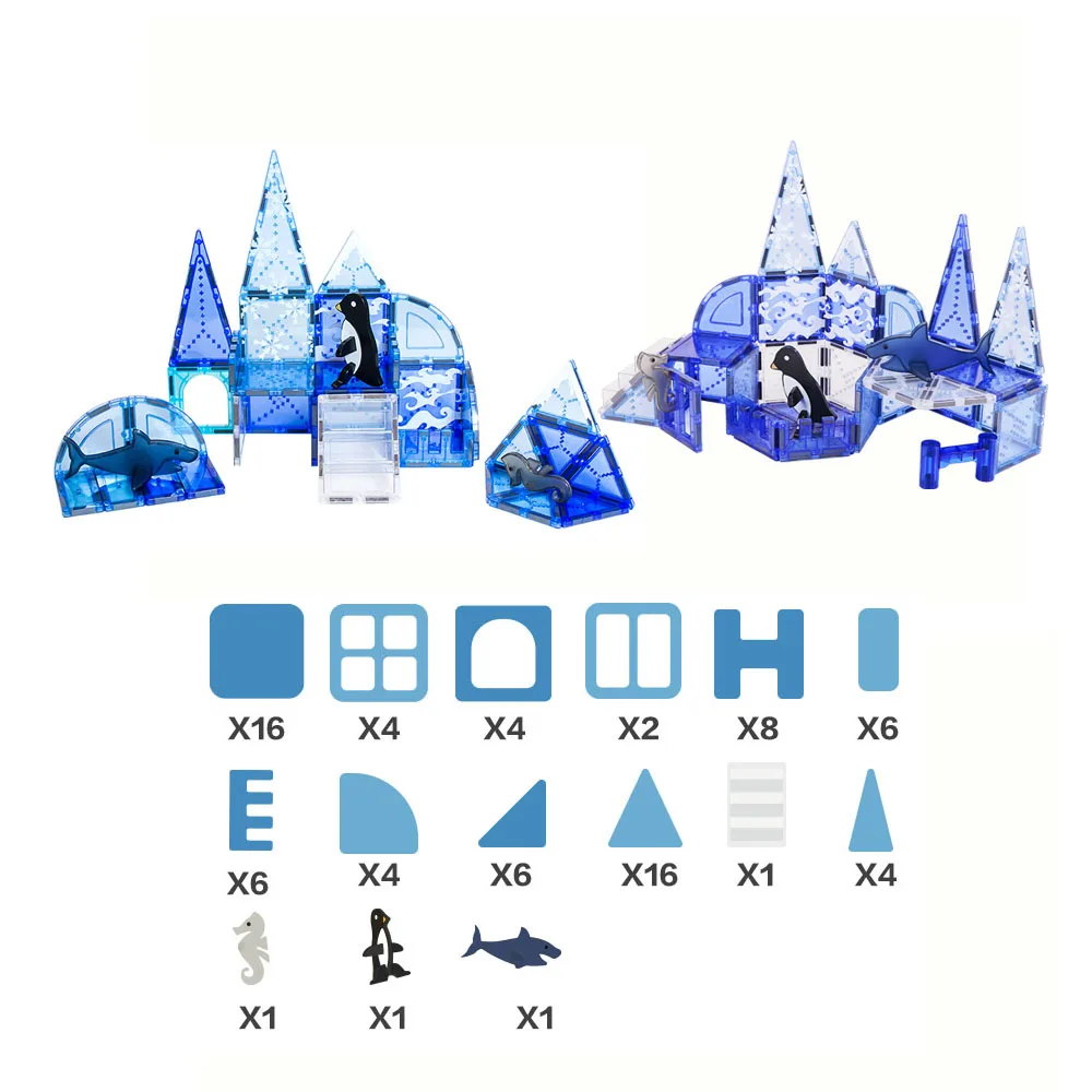 ชุดบล็อกแม่เหล็กธีมสัตว์ทะเล GIROMAG 80 ชิ้น ของเล่นเสริมพัฒนาการ STEM สำหรับเด็กชายและเด็กหญิง อายุ 3 ปีขึ้นไป คุณภาพพรีเมียม