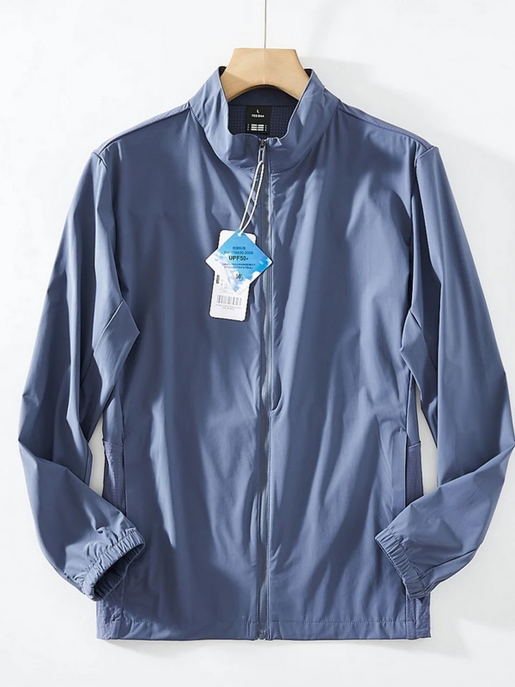 

Новая летняя легкая дышащая куртка из ледяного шелка с воротником-стойкой, защитой от УФ-излучения, свободного кроя, мужская модная повседневная спортивная одежда для активного отдыха