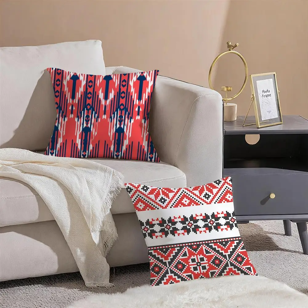 Casual Fashion Simple Russian-style pattern Cushion Cover Linen Pillow Case Soft Breathable Protective Couch Room Decoration