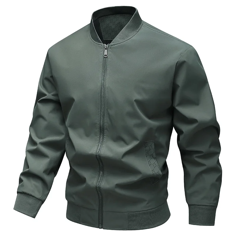 

Мужская осенняя легкая куртка 2025 года, новый однотонный модный свободный повседневный топ с воротником-стойкой
