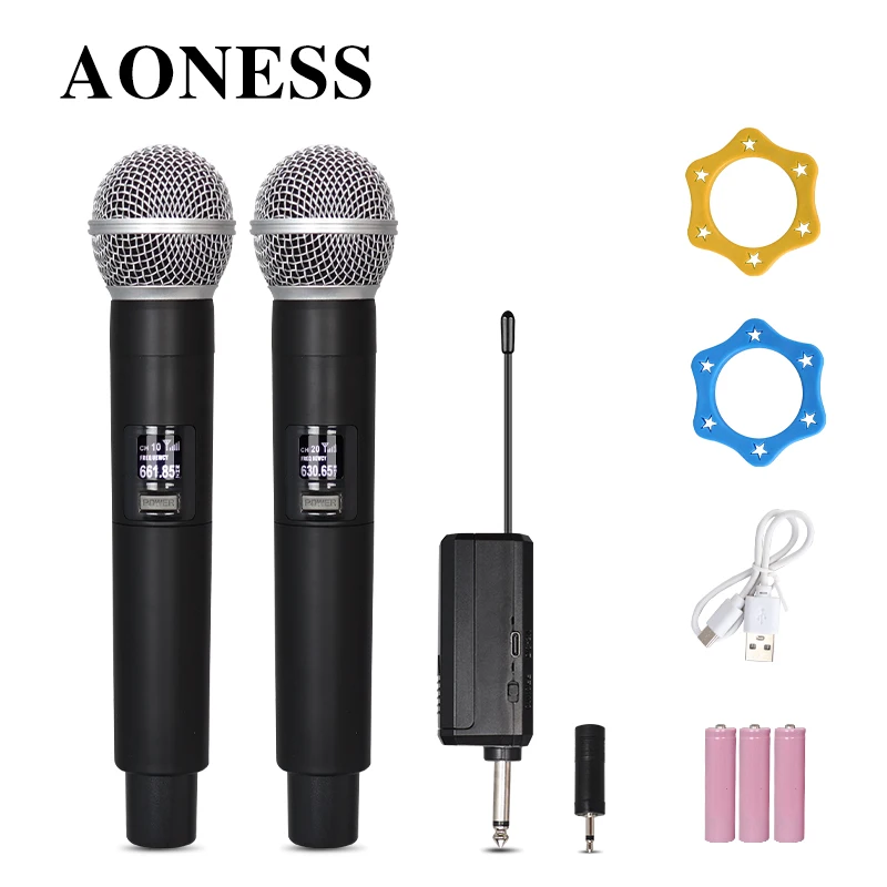 

UHF wireless microphone 5V charging, free rechargeable battery plug and play 6.5MM 50M receiving distance singing at home