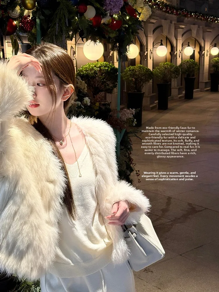 

ort Женская шуба из искусственного меха тканая куртка высокого качества в Корейском стиле Sle Rich Girl's Faion Верхняя одежда Экологичный полиэстер