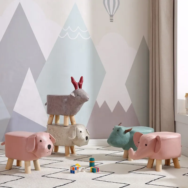 k-star Wooden animal stools living room cute shoe changing stools household low stools fashionable and creative benches