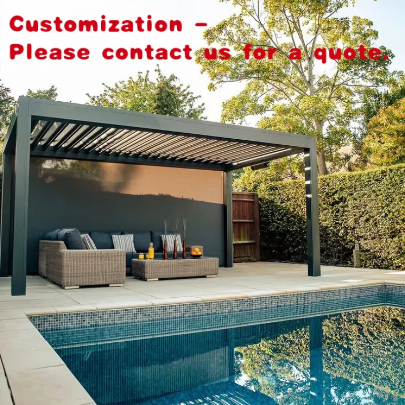 

custom.Luxury Steel Outdoor Gazebo with Screen Beach & Hotel Use Waterproof Deck Patio Cover