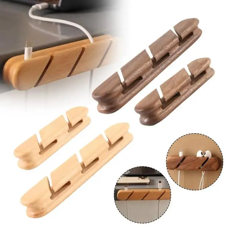 Solid Wood Cable Organizer Fixed Data Cable,Headphone/Data Cable Management Space Saving Desktop Organizer