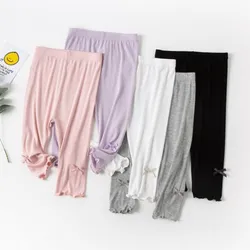 Spring Summer Girls Leggings Cotton Elastic Waist Trousers Kids Pant Girls Pants Skinny Bowknot Children Leggings Trousers 3-13Y