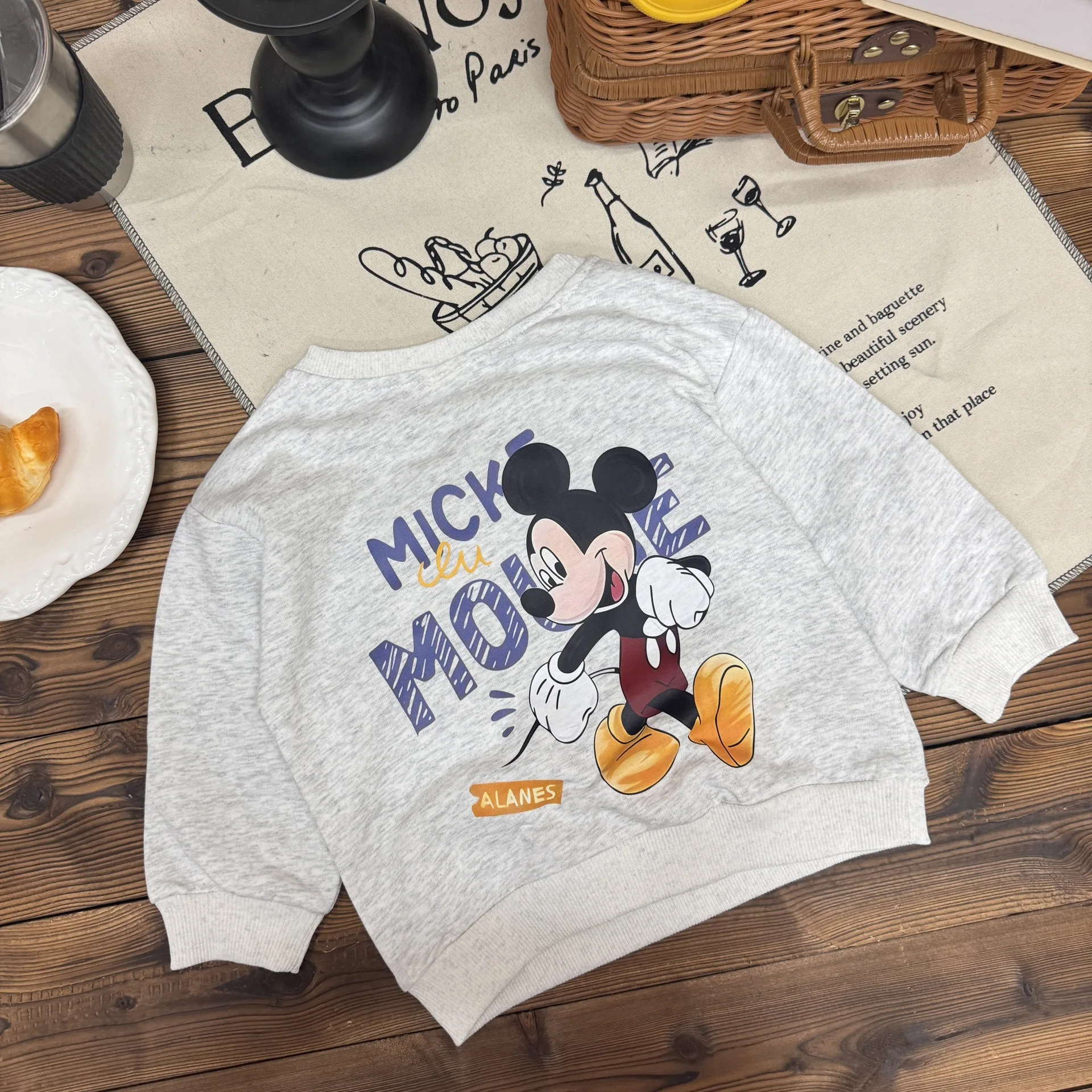 

Детский свитшот с милым мультяшным принтом Микки, осень-зима, свободные топы с круглым вырезом и длинными рукавами, повседневные пуловеры для маленьких мальчиков и девочек