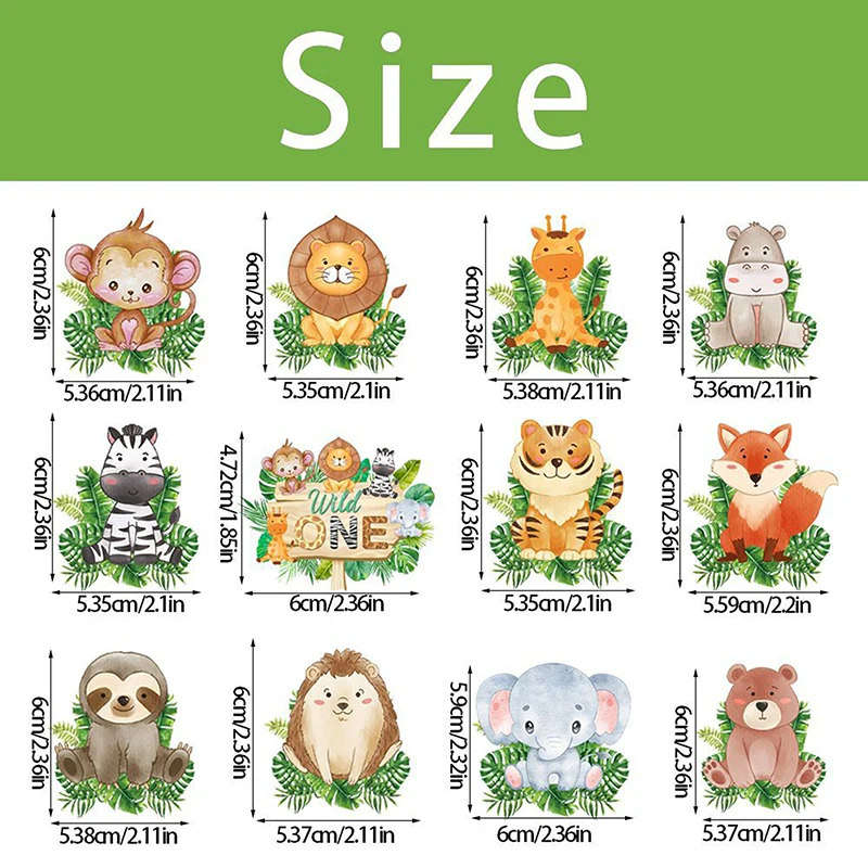 Palhas de papel descartáveis com selva animal cartoon, acessórios de decoração criativa para cozinha e festa, 24pcs