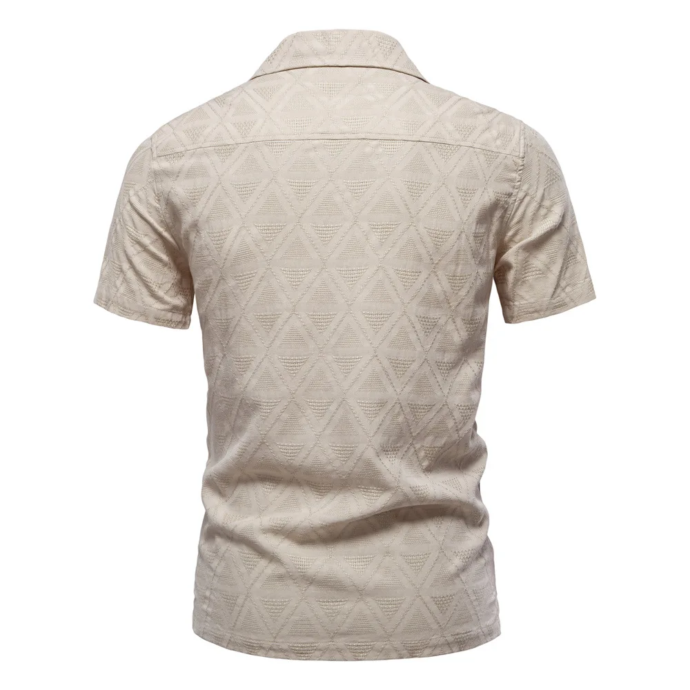 Summer 2025 Men's Plaid Casual Business Shirt Short-Sleeved Lapel Undershirt Versatile Stylish Checkered Top for Men