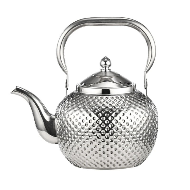 

Stainless Steel Tea Pot with Strainer Hammered Spherical Kettle Silver Gold Teapot Induction Cooker Stove Tea Kettle Drinkware