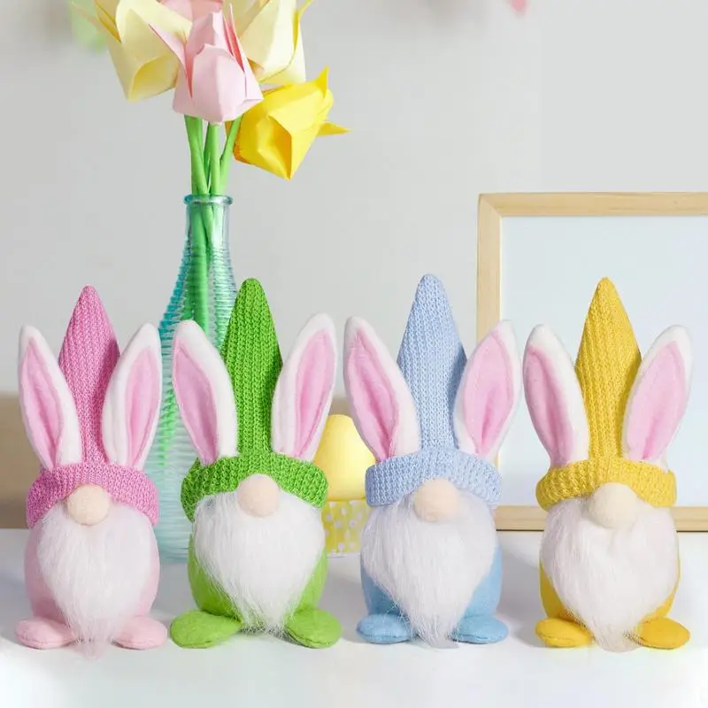 

Easter Bunny Gnome 4X Faceless Plush Bunny Gnome Decorations Cuddly Spring Home Decor Tomte Swedish Rabbit for Women Kids Boys