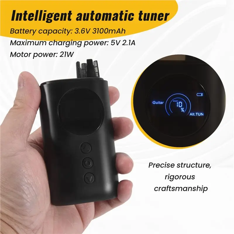 CGDS-Smart Automatic Guitar Tuner, Full-Color LCD Screen - Metronome & String Winder - For Electric Guitars, Acoustic Guitars