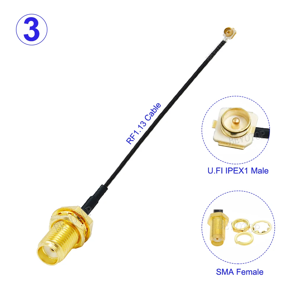 1Pcs SMA Male/Female to IPEX-1 Compatible Male/Female Connector 50Ohm WIFI Antenna RF Cable RF1.13 Pigtail Extension 5CM-100CM