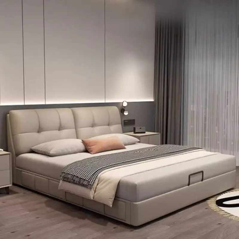 

Modern Cheap Double Bed Nordic Vintage Wooden Storage Cloud Double Bed Lit Luxe Japanese Adults Camas De Dormitorio Furniture