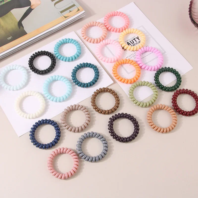 47 Styles Korean Summer Telephone Wire Elastic Hair Rope Frosted Spiral Cord Rubber Band Hair Tie Stretch Accessories Ornaments