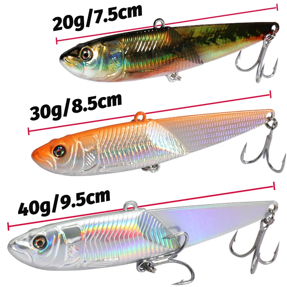 Metal Jig VIB Lure 20g 30g 40g Spinner Spoon 3D Eye Color Laser Spinning Fishing Tackle Hook Swimbait Pesca Spinnerbait Bait