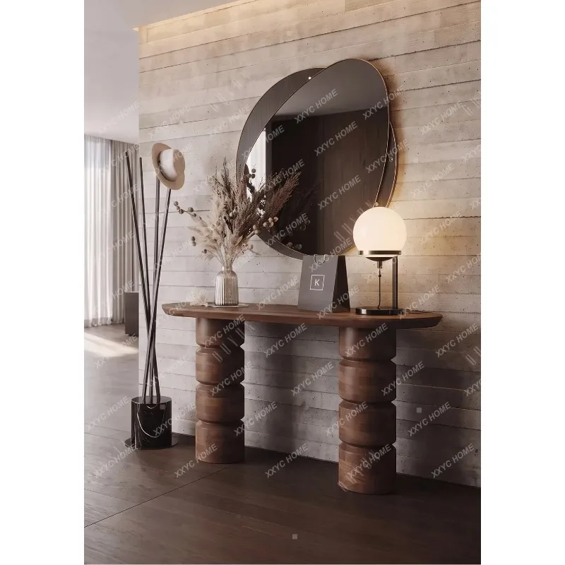 XXMid-Century Solid Wood Entryway Console Table For Villa Hallway, Style  Sideboard Narrow Table