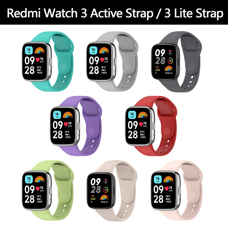 Silicone Watch Strap For Redmi Watch 3 Lite/Active Strap Wristband Replacement Band For Redmi Watch 3 Lite Smartwatch Watchband
