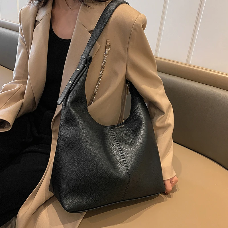 2024 New Style Fashionable Zipper Women Shoulder Bags Girls PU Leather For Work Daily Leisure Popular Tote Soft Surface Simple